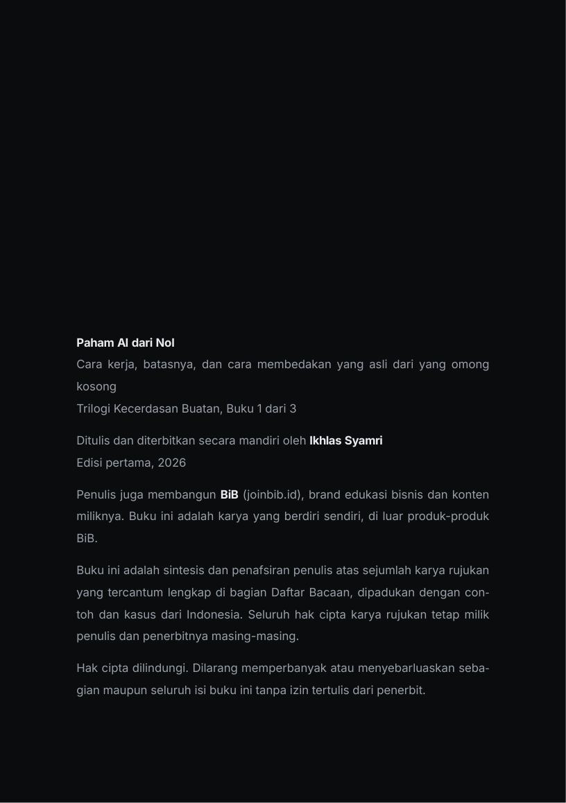 Halaman 2 buku Paham AI dari Nol
