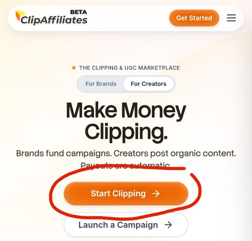 Tombol Start Clipping di ClipAffiliates
