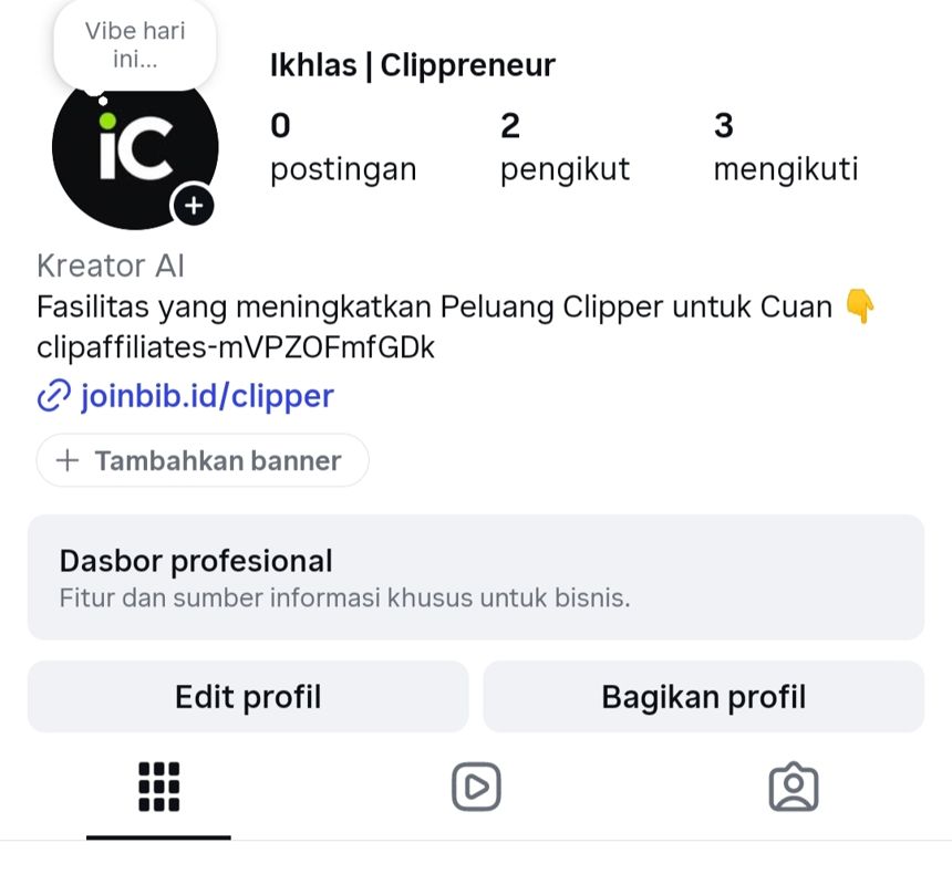 Kode verifikasi terpasang di bio profil Instagram