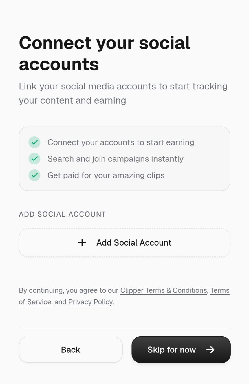 Halaman Connect your social accounts