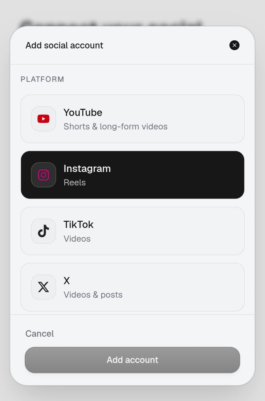 Memilih platform Instagram