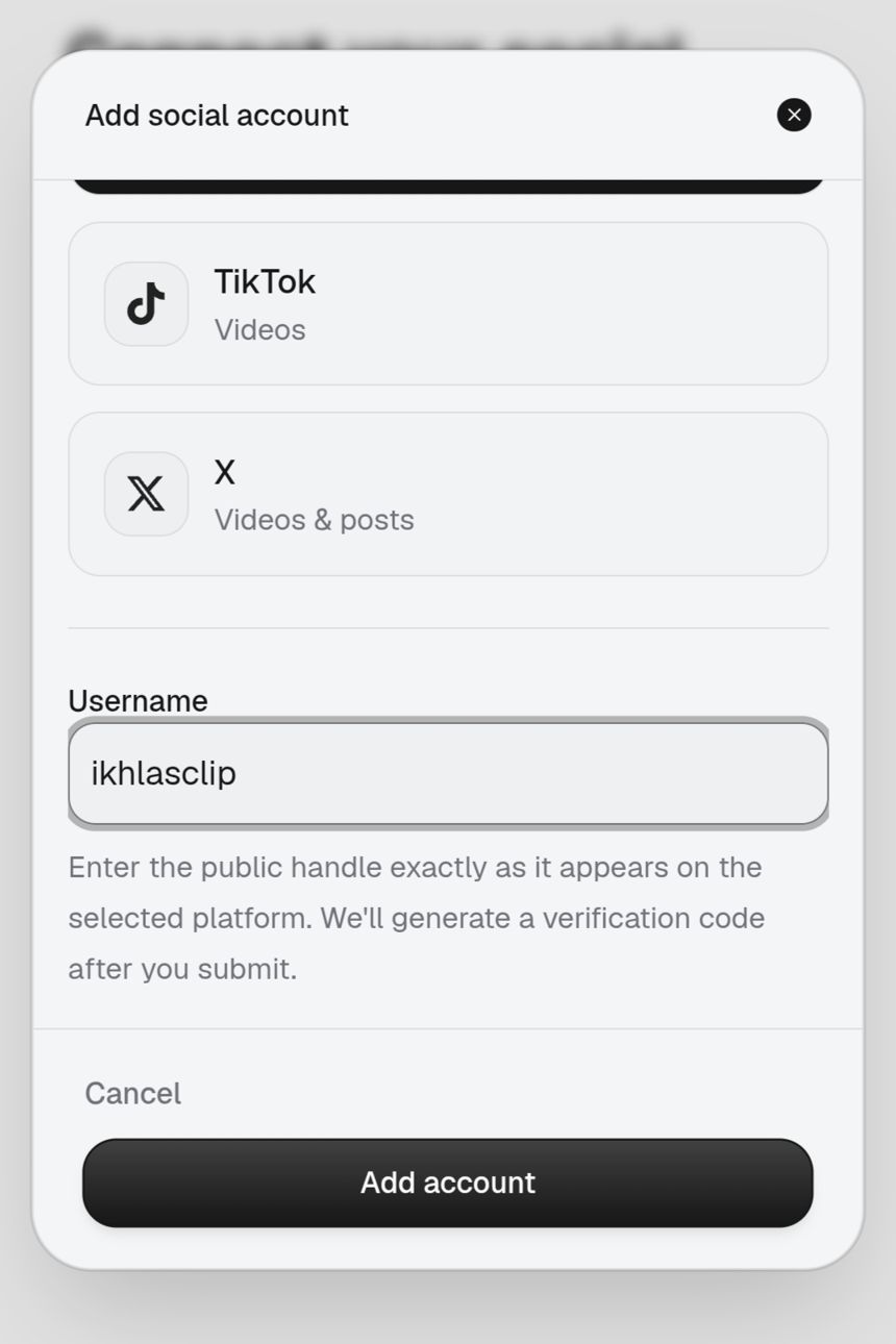 Mengisi username Instagram tanpa tanda @